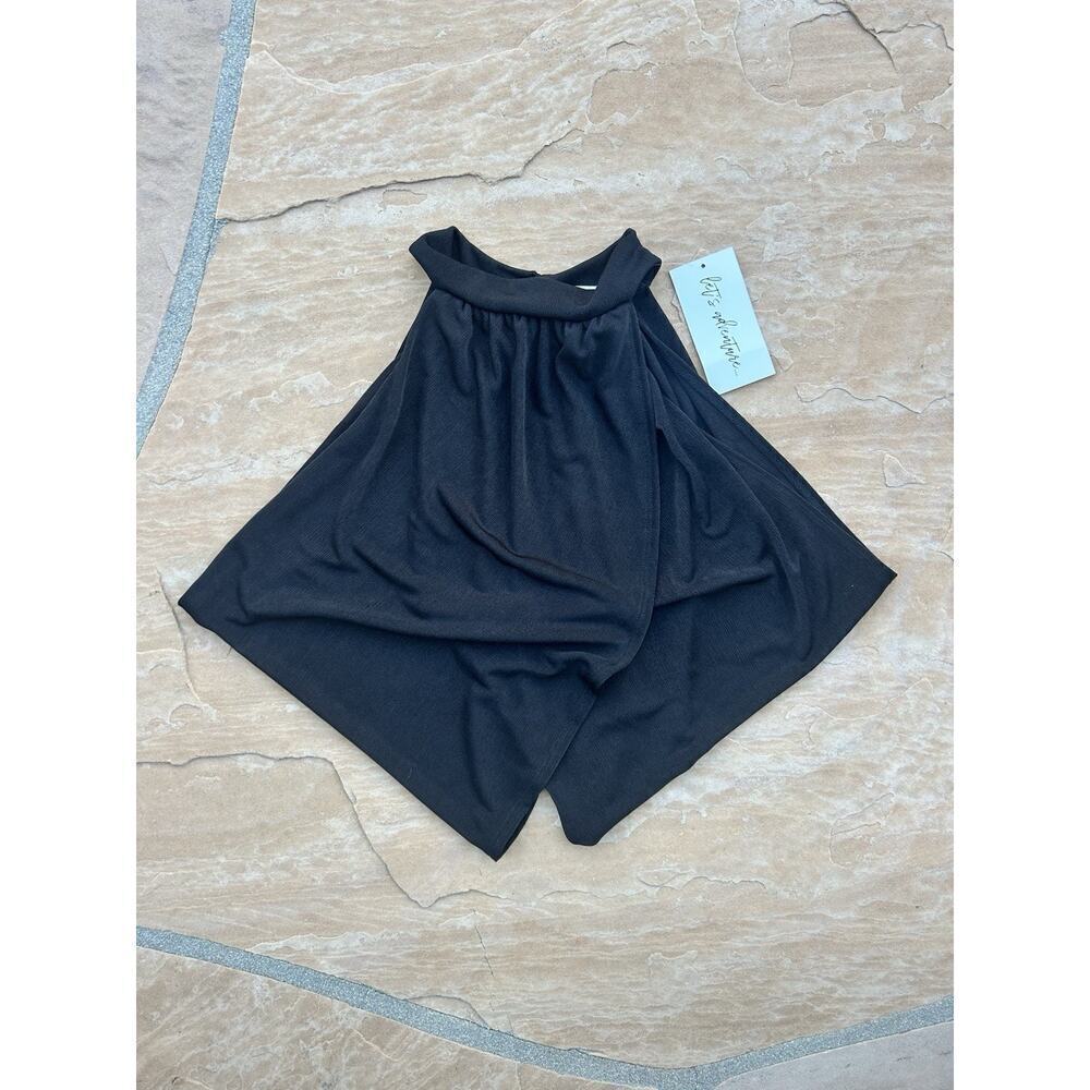 12th Tribe Black Tank Muscle Tank Large Crop Top High Neck NWT